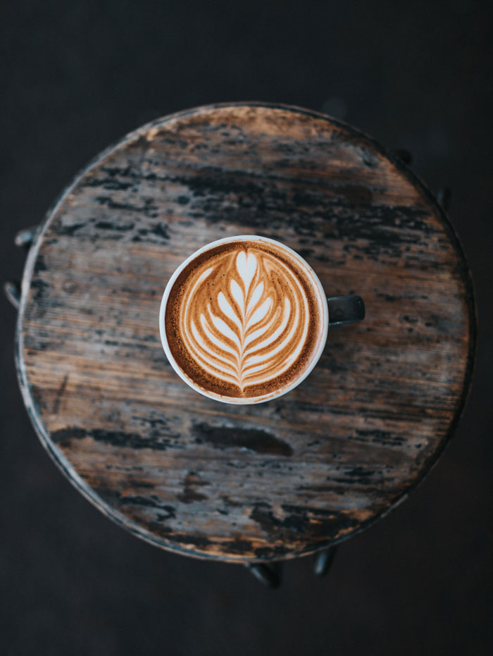 beautiful cup of coffe on a stool