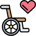 icon of a wheelchair and a small heart